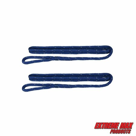 Extreme Max 3006.2606 BoatTector Premium Double Braid Nylon Fender Line Value-3/8" x 6' BlueReflective Tracer 3006.2606